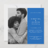 Sapphire Blue Photo Square Wedding Kaart (Voorkant)