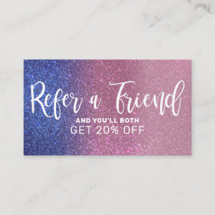 Sapphire Blue Pink Triple Glitter Ombre Typografie Aanbevelingskaartje
