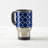 Sapphire Blue Quatrefoil Monogram Reisbeker (Voorkant links)