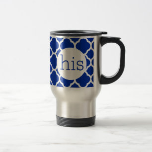 Sapphire Blue Quatrefoil Monogram Reisbeker