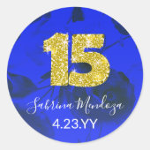 Sapphire Blue Quinceanera Gold #15 Sticker (Voorkant)