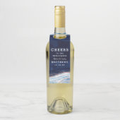 Sapphire Blue Roos Gold bruiloft Proost & Dank u Flessenhanger (Op fles)