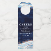 Sapphire Blue Roos Gold bruiloft Proost & Dank u Flessenhanger (Voorkant)