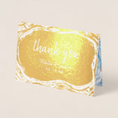 Sapphire Blue Roos Gold Dank u bruiloft foto Folie Kaarten (Voorkant)