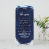Sapphire Blue Roos Gold Geode huwelijksceremonie Programmakaart (Staand voorkant)