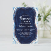 Sapphire Blue Roos Gold Geode Repetitie Diner Kaart (Staand voorkant)