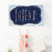 Sapphire Blue Roos Gold Geode Rock Wedding Welkom Spandoek (Insitu)