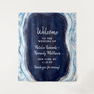 Sapphire Blue Roos Gold Geode Rock Wedding Welkom Wandkleed