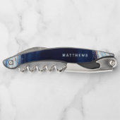 Sapphire Blue Roos Gold Geode WeddenMonogram Kurkentrekker (Achterkant)