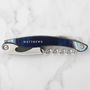 Sapphire Blue Roos Gold Geode WeddenMonogram Kurkentrekker