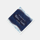 Sapphire Blue Roos Gold Geode WeddenMonogram Servet (Hoek)