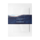 Sapphire Blue Roos Gold Geode WeddenMonogram Uitnodigingen Wikkel (Voorkant Voorbeeld)