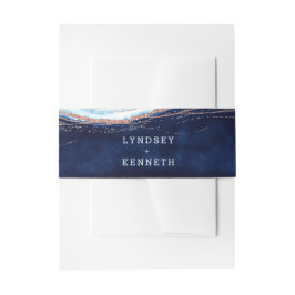 Sapphire Blue Roos Gold Geode WeddenMonogram Uitnodigingen Wikkel