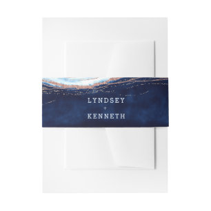 Sapphire Blue Roos Gold Geode WeddenMonogram Uitnodigingen Wikkel