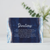Sapphire Blue Roos Gold Geode Wedding Routebeschri Informatiekaartje (Staand voorkant)