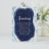 Sapphire Blue Roos Gold Geode Wedding Routebeschri Informatiekaartje (Staand voorkant)