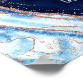 Sapphire Blue Roos Gold Geode Weduwwelkomstbord Poster (Hoek)