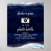 Sapphire Blue Roos Gold Photo Booth Weddenschap Poster (Voorkant)