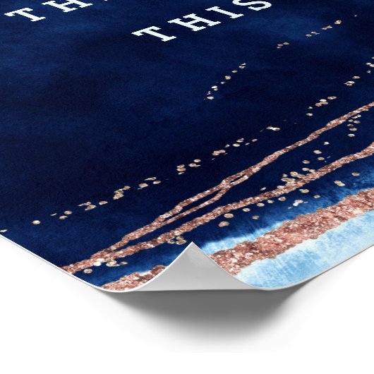 Sapphire Blue Roos Gold Photo Booth Weddenschap Poster (Hoek)