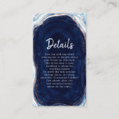 Sapphire Blue Roos Gouden Geode Rock Bruiloft Deta Informatiekaartje (Voorkant)