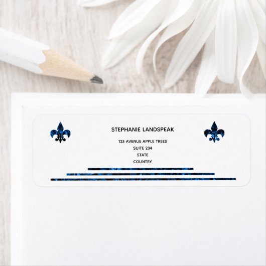 Sapphire Blue Royal Fleur de Lys Label (Insitu)