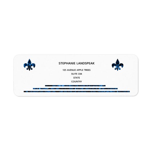 Sapphire Blue Royal Fleur de Lys Label (Voorkant)