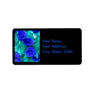 Sapphire Blue Rozen Adreslabel Etiket
