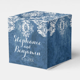 Sapphire Blue Rustic Damask Pattern Wedding Favori Bedankdoosjes