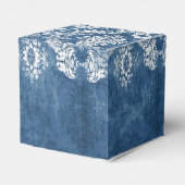 Sapphire Blue Rustic Damask Pattern Wedding Favori Bedankdoosjes (Achterkant)