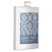 Sapphire Blue Rustic Damask Pattern Wedding Heupfles (Rechts)