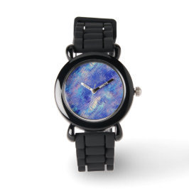 Sapphire Blue Scribged Texture Horloge
