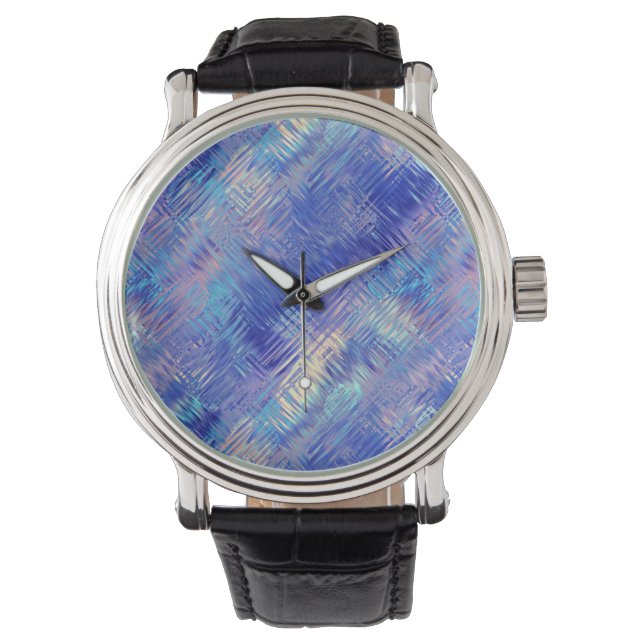 Sapphire Blue Scribged Texture Horloge (Voorkant)