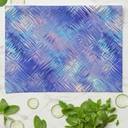 Sapphire Blue Scribged Texture Theedoek (Gevouwen)