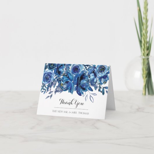 Sapphire Blue Serenity Gevouwen Dank u Kaart (Voorkant)