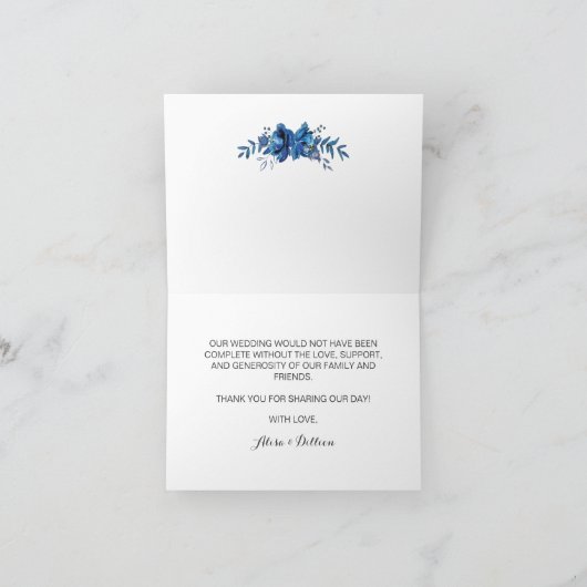 Sapphire Blue Serenity Gevouwen Dank u Kaart (Binnen)