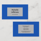 Sapphire Blue Silver Grey Trendy Visitekaartje (Voorkant / Achterkant)