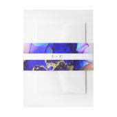 Sapphire Blue Sinaasappel Monogrammed Wedding Uitnodigingen Wikkel (Voorkant Voorbeeld)