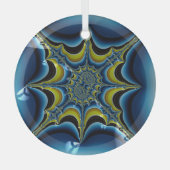 Sapphire Blue Starburst Fractal Abstracte Art Glas Ornament (Voorkant)