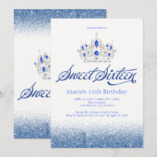 Sapphire Blue Sweet Sixteen-uitnodigingen Kaart