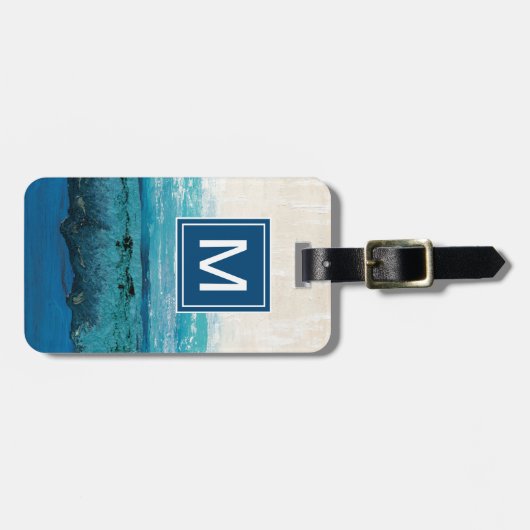 Sapphire Blue-Waterverf Bagagelabel (Voorkant horizontaal)