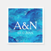 Sapphire Blue Waterverf bruiloft monogram Servet (Voorkant)