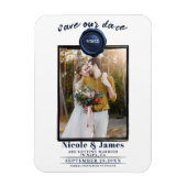 Sapphire Blue Wax Seal Foto Bruiloft Save the Date Magneet (Verticaal)