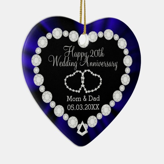 Sapphire Blue Wedding Jubileum | DIY-tekst Keramisch Ornament (Rechts)