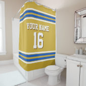 Sapphire Blue White Stripes Sporttrui Douchegordijn (In situ)