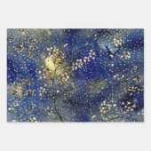 Sapphire Blue Winter Dusk Sky Gold Snowfall Inpakpapier Vel (Voorkant 3)
