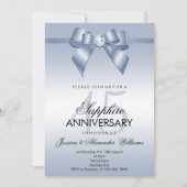 Sapphire Bow & Ribbon 45e bruiloft Jubileum Kaart (Voorkant)