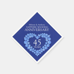 Sapphire Bruiloft blauwe hart naam servetten