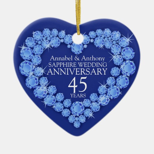 Sapphire Bruiloft Jubileum hart ornament (Voorkant)