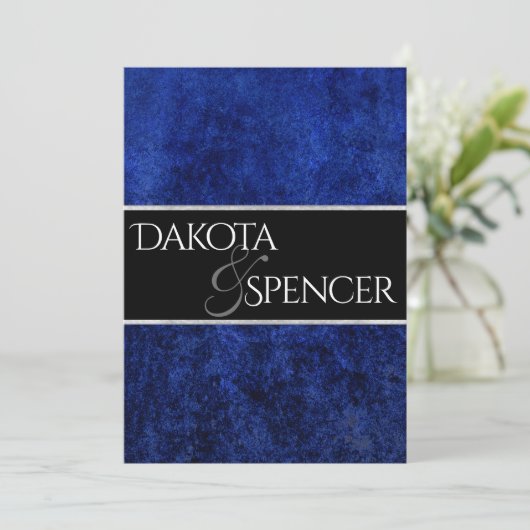 Sapphire Bruiloft Royal Cobalt Blue Party Modern Kaart (Staand voorkant)