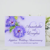 Sapphire bruiloft trouwdag 45 jaar uitnodiging (Staand voorkant)